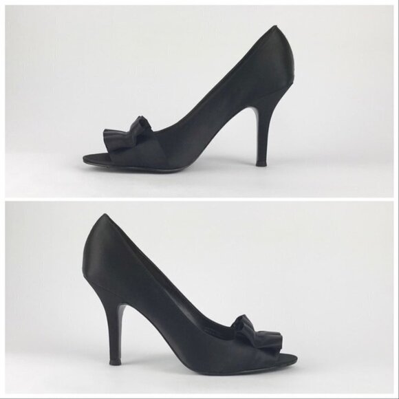 Tahari Sloan Peep Toe Satin Heels 6.5 - Picture 2 of 7